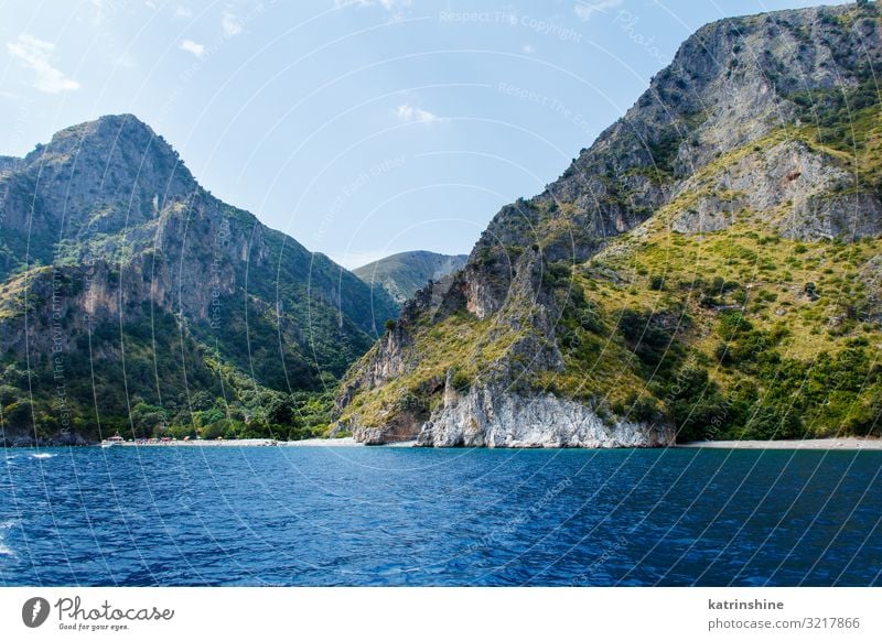 Die wilde Küste Costa di Masseta und der Strand von Marcellino schön Natur Landschaft Wege & Pfade Wasserfahrzeug blau grün azurblau Bucht Campania cilento