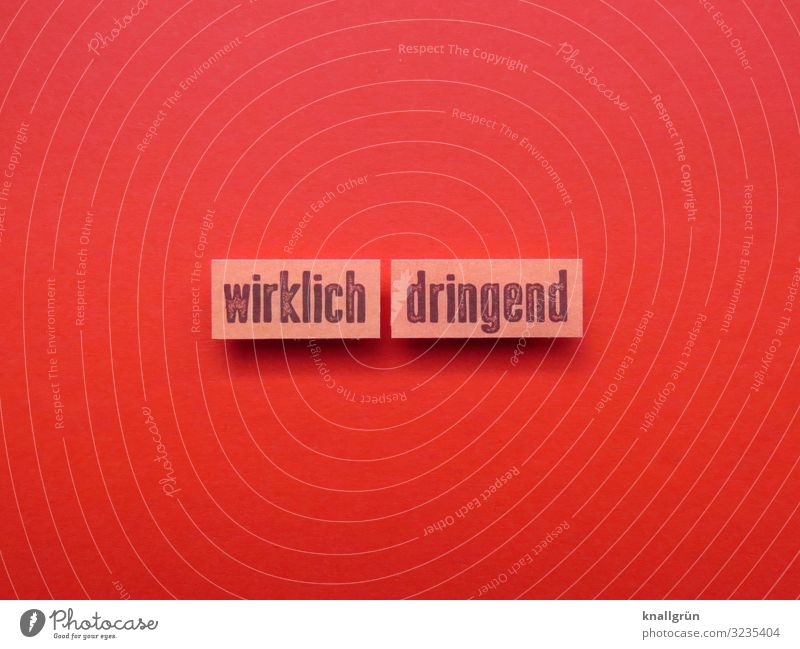 Wirklich dringend wichtig Notsituation Gefühle Druck Notlage Erwartung Stress Stimmung Buchstaben Wort Satz Letter Typographie Sprache Schriftzeichen