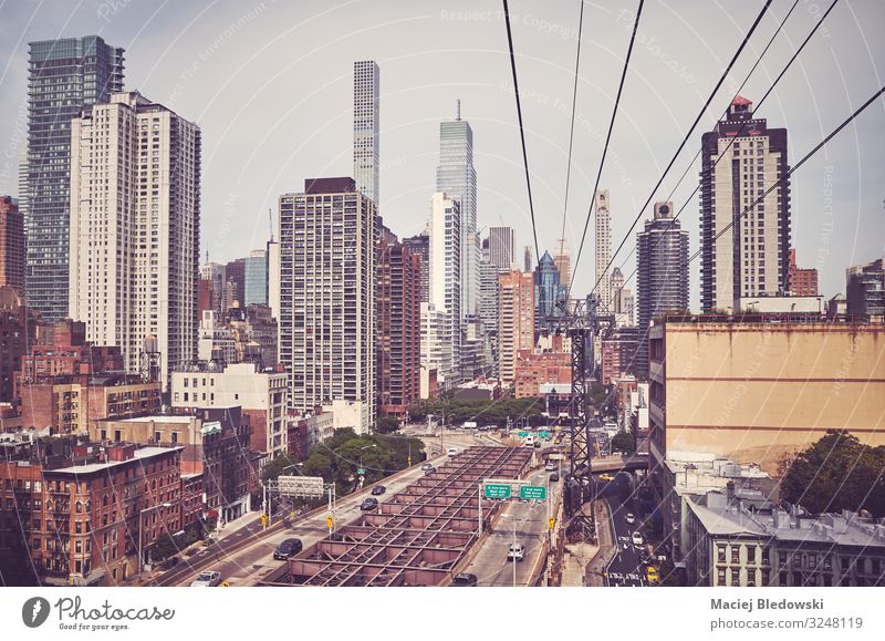 Retro getontes Bild der Skyline von Manhattan, New York. Ferien & Urlaub & Reisen Städtereise Häusliches Leben Wohnung Büro Stadt Hochhaus Gebäude Architektur