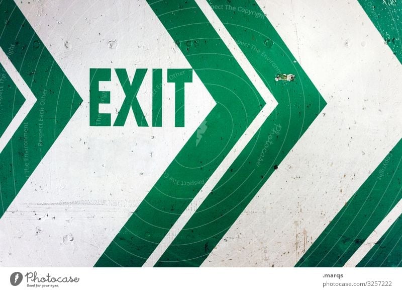 EXIT exit weiß Ausgang Fluchtweg Ausfahrt Angst Schilder & Markierungen Schriftzeichen Pfeil Hinweisschild Notausgang Richtung Buchstaben grün