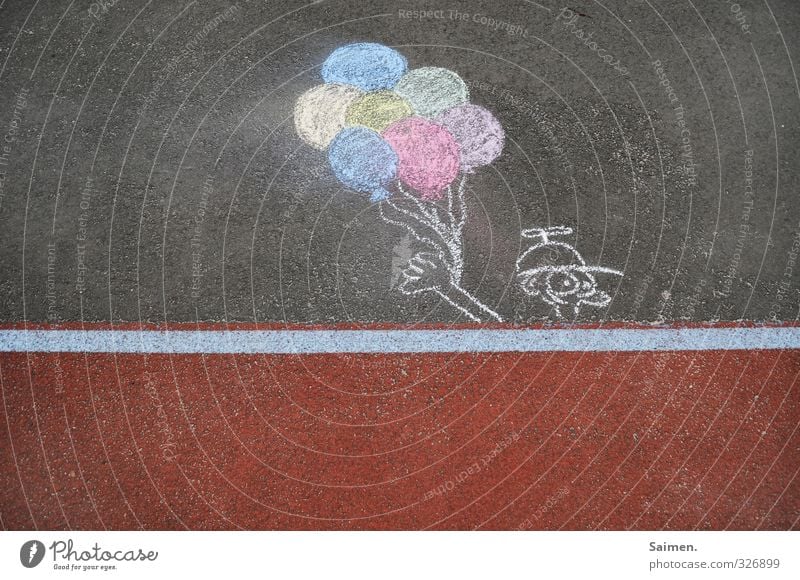 luftballon, eis, lutscher... was immer es auch sein soll Verkehrswege Straße Wege & Pfade Kindheit Kreativität gemalt Kreide Kreidezeichnung Comicfigur