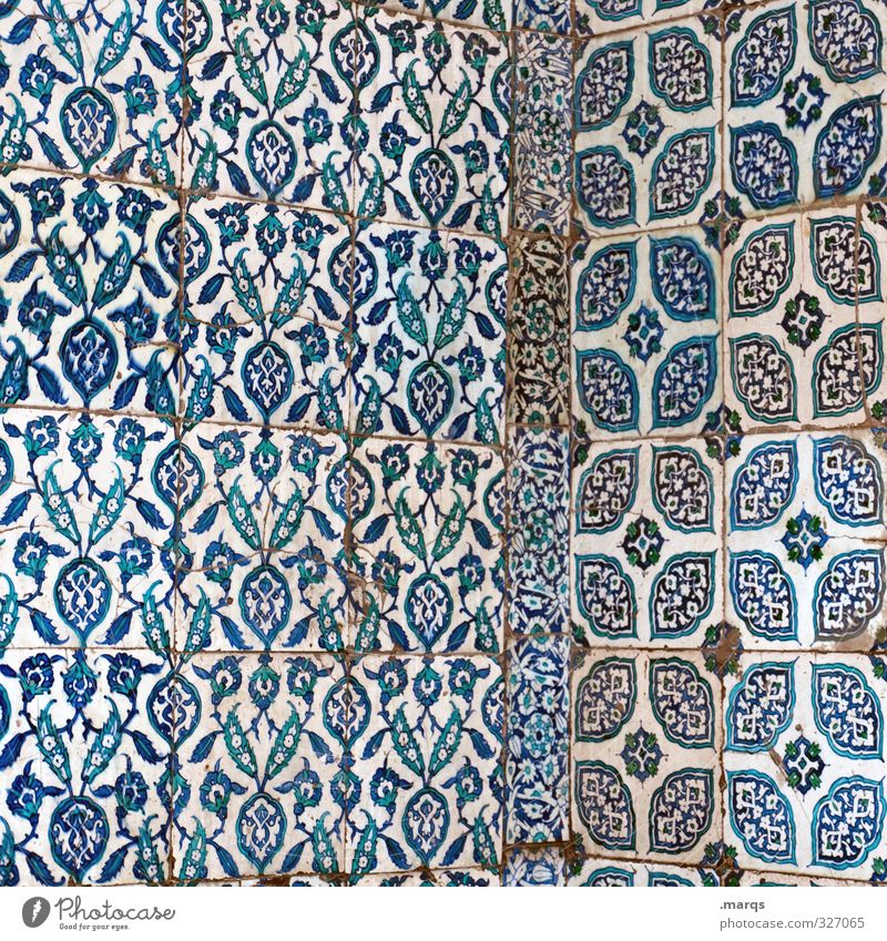 Kachelmann Stil Design Kunst Kultur Mauer Wand eckig einfach blau weiß Fliesen u. Kacheln Hintergrundbild Naher und Mittlerer Osten Türkei Moschee