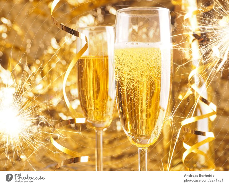 Happy New Year. Christmas and New Year holidays background Getränk Sekt Prosecco Champagner Freude Leben Veranstaltung Restaurant Feste & Feiern