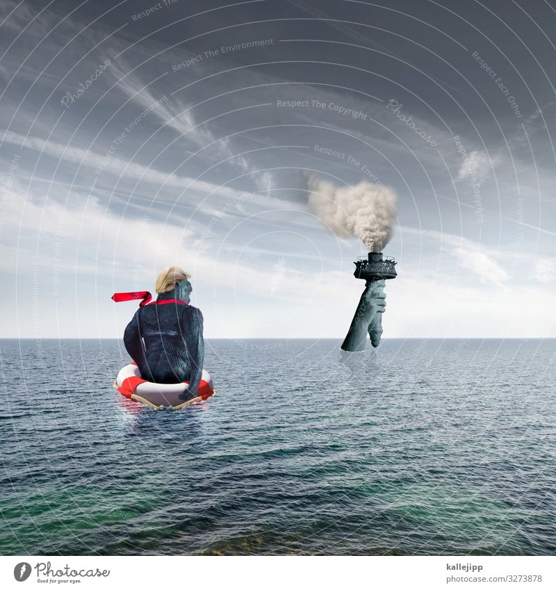 amerika first Umwelt Natur Klima Klimawandel Meer Sehenswürdigkeit Wahrzeichen Denkmal Freiheitsstatue Krawatte Haare & Frisuren blond historisch donald trump