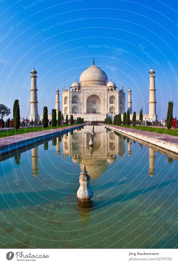 Taj Mahal in Indien schön Ferien & Urlaub & Reisen Tourismus Kultur Landschaft Himmel Palast Platz Gebäude Architektur Denkmal Liebe blau weiß Religion & Glaube