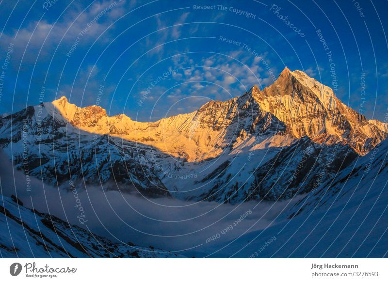 Sternenhimmel über Machhepuchare und Annapurna Ferien & Urlaub & Reisen Camping Schnee Berge u. Gebirge Wissenschaften Natur Himmel Horizont dunkel hell lang