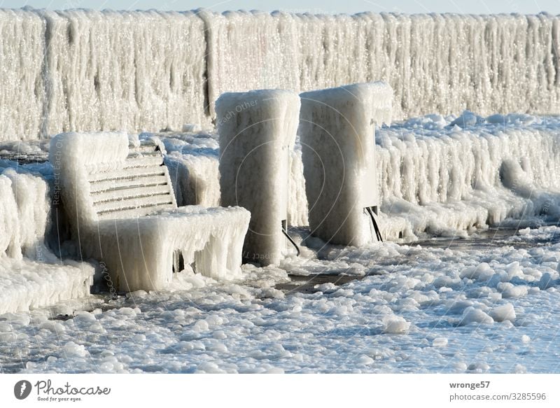 Winter an der See II Ostsee Insel Rügen Sassnitz Deutschland Europa Kleinstadt Menschenleer Hafen kalt maritim braun grau weiß Eis Eiszapfen Eisschicht gefroren