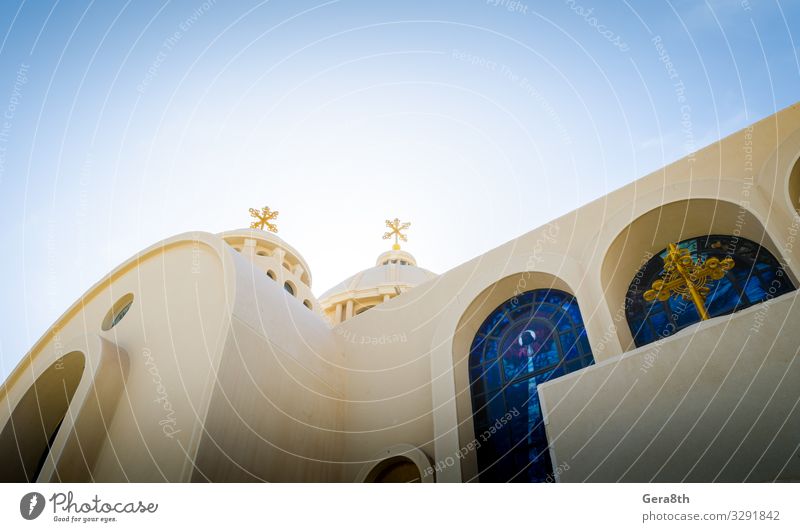 Koptische christliche Kirche in Sharm El Sheikh Ferien & Urlaub & Reisen Sonne Himmel Gebäude Fassade blau gelb Religion & Glaube Asien Christentum Ägypten