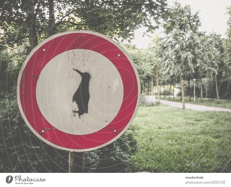 Klimawandel Jugendkultur Subkultur Umwelt Wetter Tier Pinguin Zeichen Schilder & Markierungen Hinweisschild Warnschild Verkehrszeichen Graffiti Tierliebe