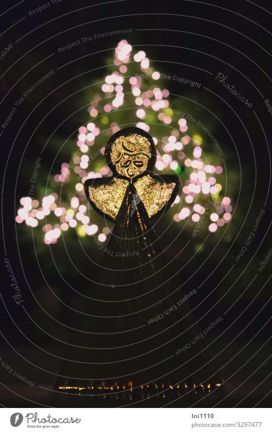 Engel aus Glas II Zeichen mehrfarbig gelb schwarz weiß Weihnachten & Advent Dekoration & Verzierung Tanne Außenaufnahme Innenaufnahme Licht Lichtpunkt