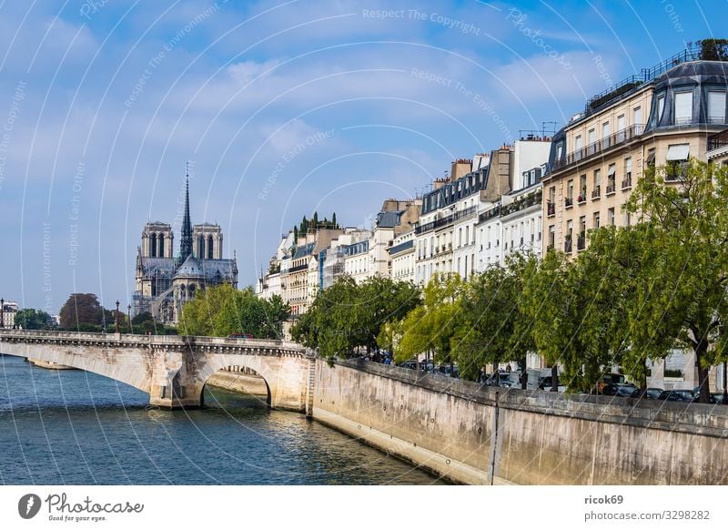 Blick über die Seine in Paris, Frankreich Ferien & Urlaub & Reisen Tourismus Städtereise Wasser Wolken Herbst Baum Fluss Stadt Hauptstadt Brücke Gebäude