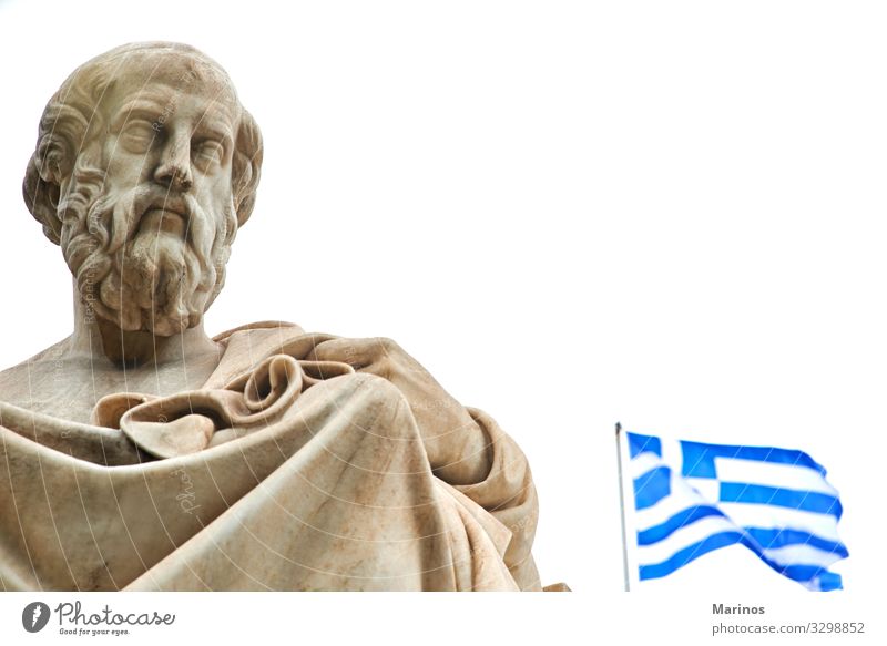 Statue von Platon in Athen. Ferien & Urlaub & Reisen Tourismus Kunst Kultur Himmel Architektur historisch blau plato Griechen Griechenland Sokrates Wahrzeichen