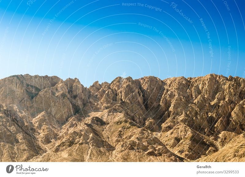 hohe felsige Berge vor einem klaren blauen Himmel Ferien & Urlaub & Reisen Sommer Berge u. Gebirge Natur Landschaft Felsen Stein natürlich gelb Ägypten