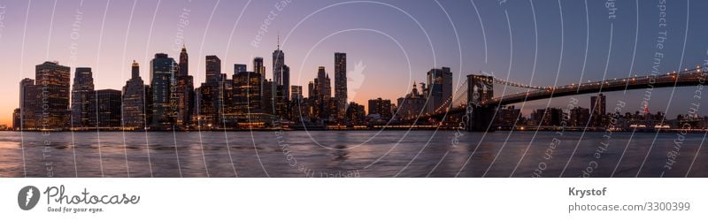 New Yorker Panorama Umwelt New York City USA Nordamerika Skyline Haus Architektur ästhetisch Farbe Stadt Farbfoto Außenaufnahme Menschenleer Morgendämmerung