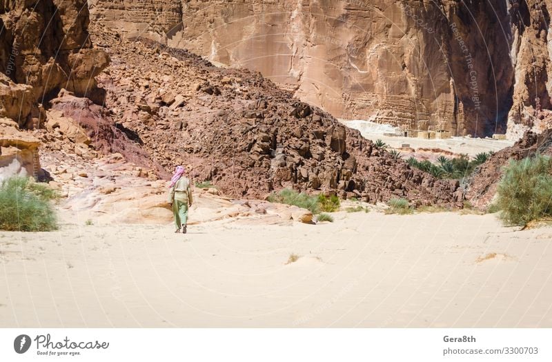 Beduine gehen in ein Dorf in der Wüste in Ägypten Dahab exotisch Ferien & Urlaub & Reisen Tourismus Sommer Berge u. Gebirge Haus Mann Erwachsene Natur