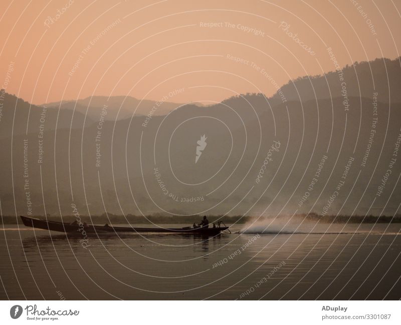 Sonnenaufgangs-Bootsfahrt auf dem Inle See, Myanmar exotisch Ferien & Urlaub & Reisen Tourismus Ausflug Abenteuer Ferne Freiheit Sightseeing Kreuzfahrt