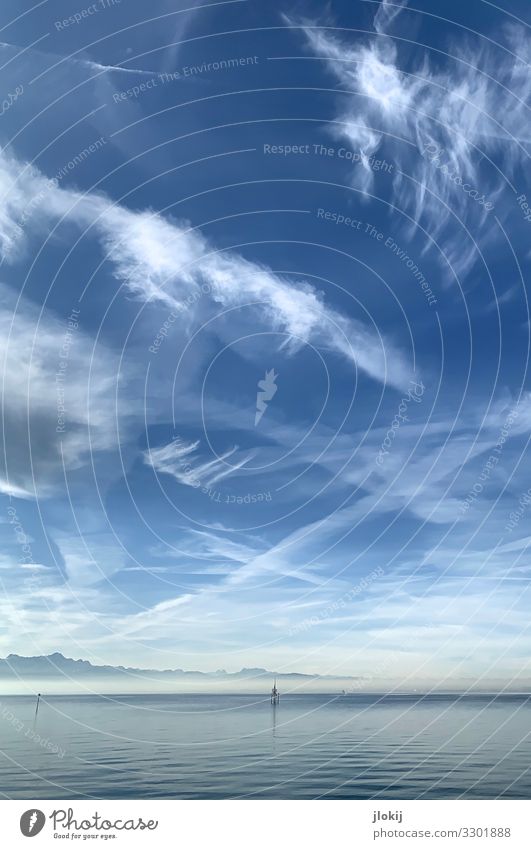 Bodensee Landschaft Wasser Himmel Wolken Horizont Winter Schönes Wetter Ferien & Urlaub & Reisen Freizeit & Hobby Idylle Nebel Wolkenschleier Wellen mehrfarbig