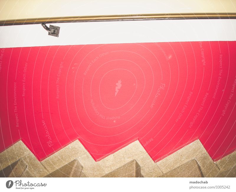 Sydney Mauer Wand Treppe Ornament Linie Streifen ästhetisch eckig hoch gold rot skurril Symmetrie Wege & Pfade Farbfoto mehrfarbig Innenaufnahme abstrakt Muster
