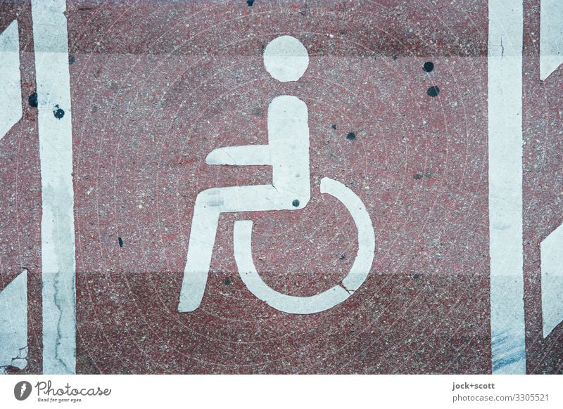 Parkplatz für behinderte Personen Schilder & Markierungen Behindertengerecht Piktogramm frei unten Ordnung Symmetrie Oberflächenstruktur Asphalt Standort