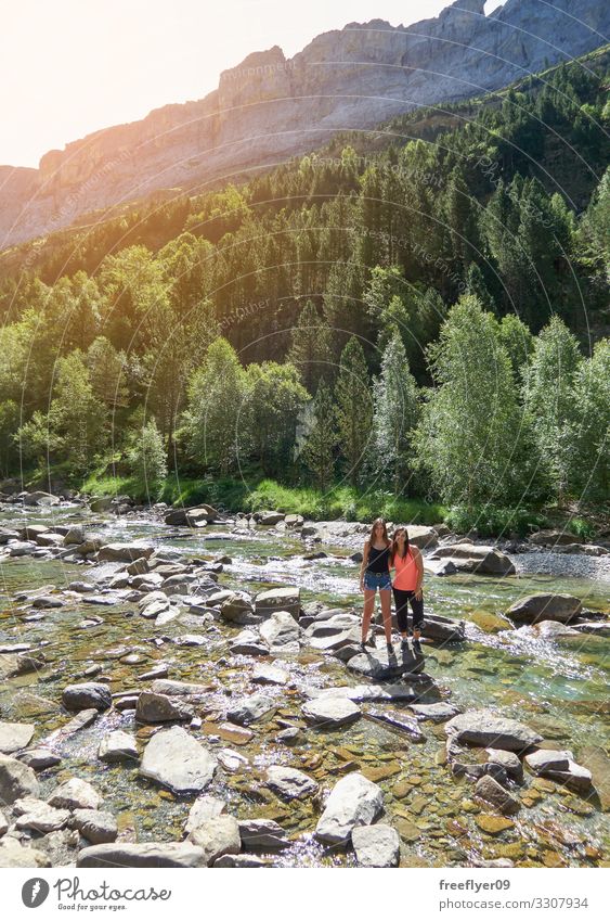 Zwei Freunde mitten in der Natur Ferien & Urlaub & Reisen Tourismus Sommer Berge u. Gebirge wandern Freundschaft Jugendliche 1 Mensch 18-30 Jahre Erwachsene