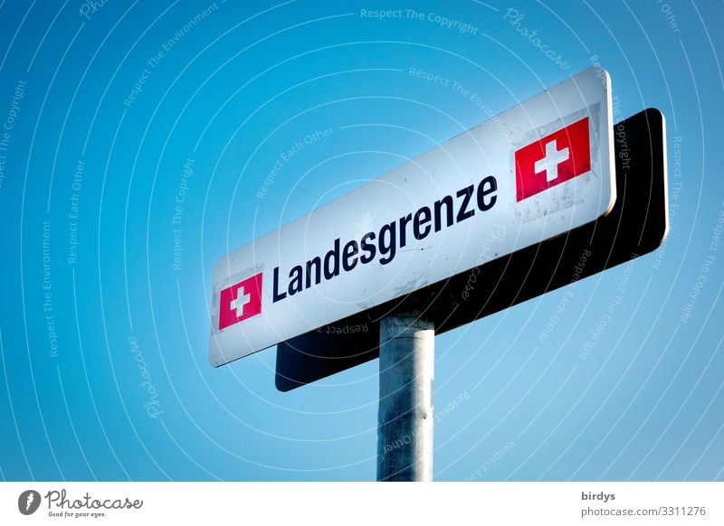 Landesgrenze, Hinweisschild an der Grenze zwischen der Schweiz und Deutschland an einem Fußweg in Konstanz  den oft Pendler benutzen die in der Schweiz arbeitenoft P