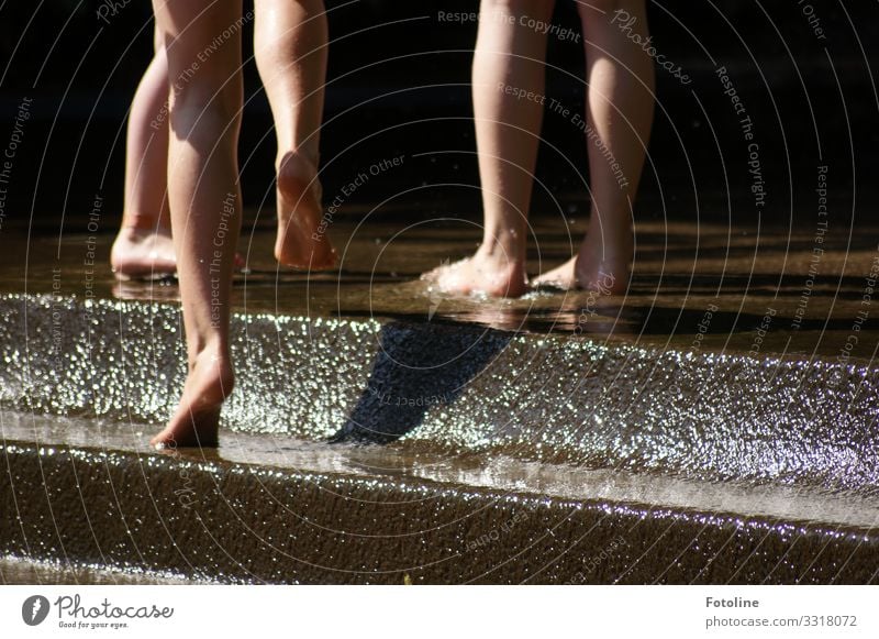 Lust auf Sommer! Mensch feminin Mädchen Geschwister Kindheit Haut Beine Fuß 3 8-13 Jahre Urelemente Wasser Schönes Wetter hell nah nackt nass Wärme