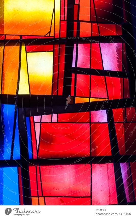 Kirchenfenster Religion & Glaube Glas bunt abstrakt Licht rot gelb blau schwarz Linie außergewöhnlich einzigartig mehrfarbig chaotisch Dekoration & Verzierung