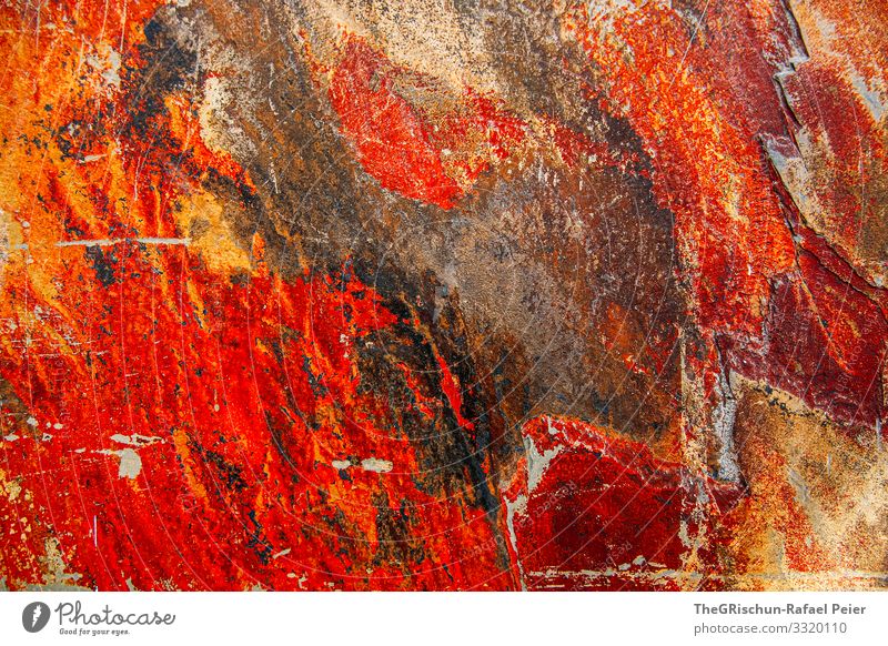 rostig Kunst braun orange rot schwarz Schallplatte Stein Rost bemalt Strukturen & Formen Muster Hintergrundbild Farbfoto Außenaufnahme Detailaufnahme