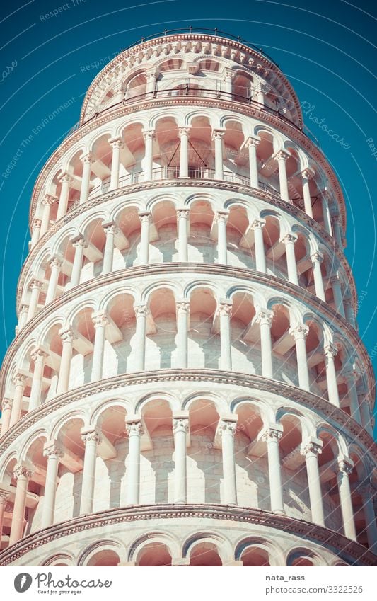 Nahaufnahme des schiefen Turms von Pisa Vintage Retro getönt antik Kunst Anziehungskraft Pisa-Turm Konstruktion Historie Quadrat Murmel Erbe