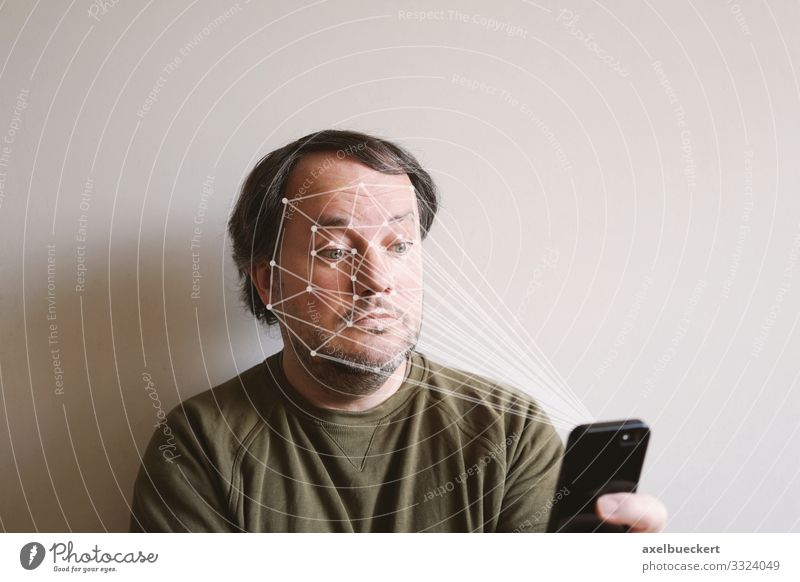 Smartphone mit Gesichtserkennung gesichtserkennung Scan Handy Technik & Technologie Lifestyle Freizeit & Hobby Telefon Software Wissenschaften Fortschritt