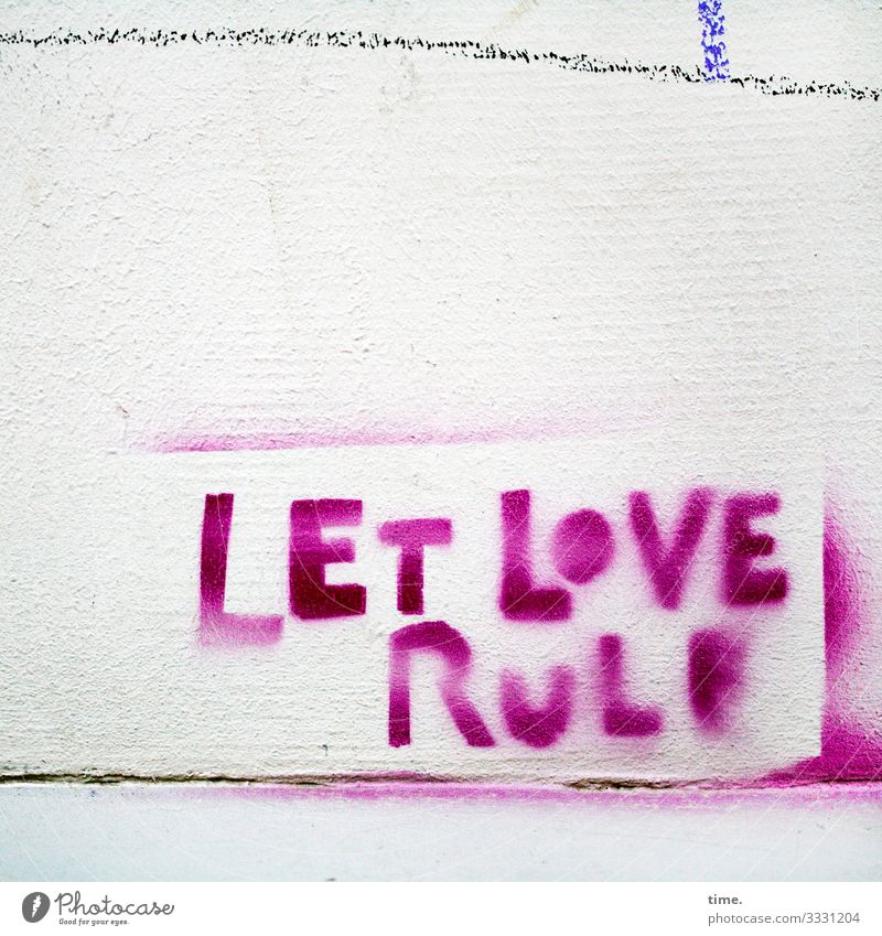 pink imperative Mauer Wand Dekoration & Verzierung Stein Schriftzeichen Graffiti Linie Streifen wild rosa Willensstärke Macht Leidenschaft Liebe Leben Design