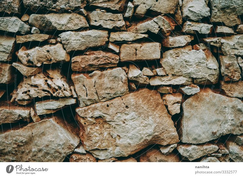Textur von echten Steinen Muster alt altehrwürdig retro Hintergrund Tapete Farbe verblüht rostig rustikal organisch keine Menschen Filter Bild Ressource