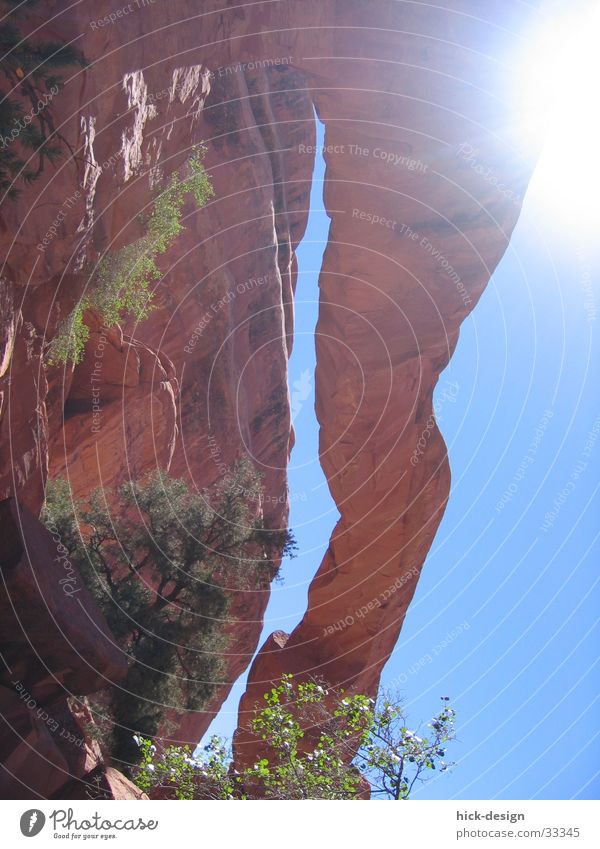 Leuchtbogen Sandstein Gegenlicht Arches National Park Bogen Natur Sandbogen Sonne Blauer Himmel USA