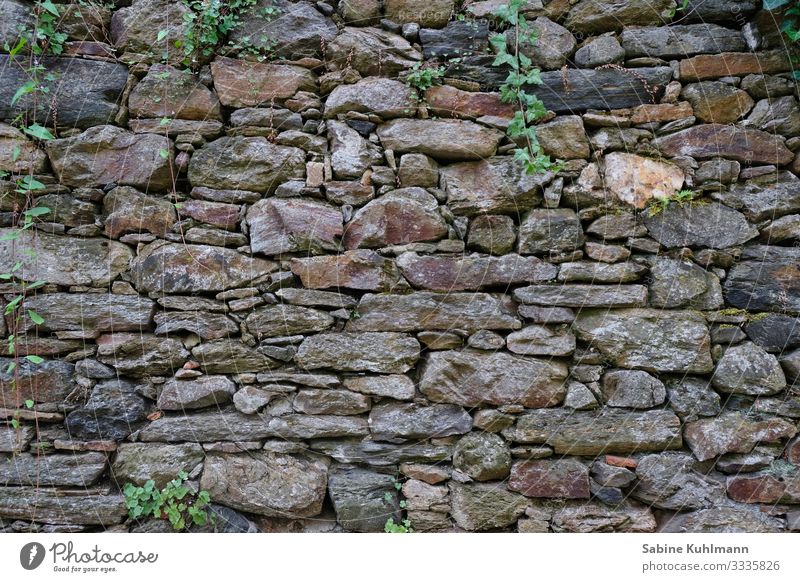 Eine Steinmauer Bauwerk Mauer Wand Fassade alt fest grau Schutz Gedeckte Farben Außenaufnahme Menschenleer Textfreiraum links Textfreiraum rechts