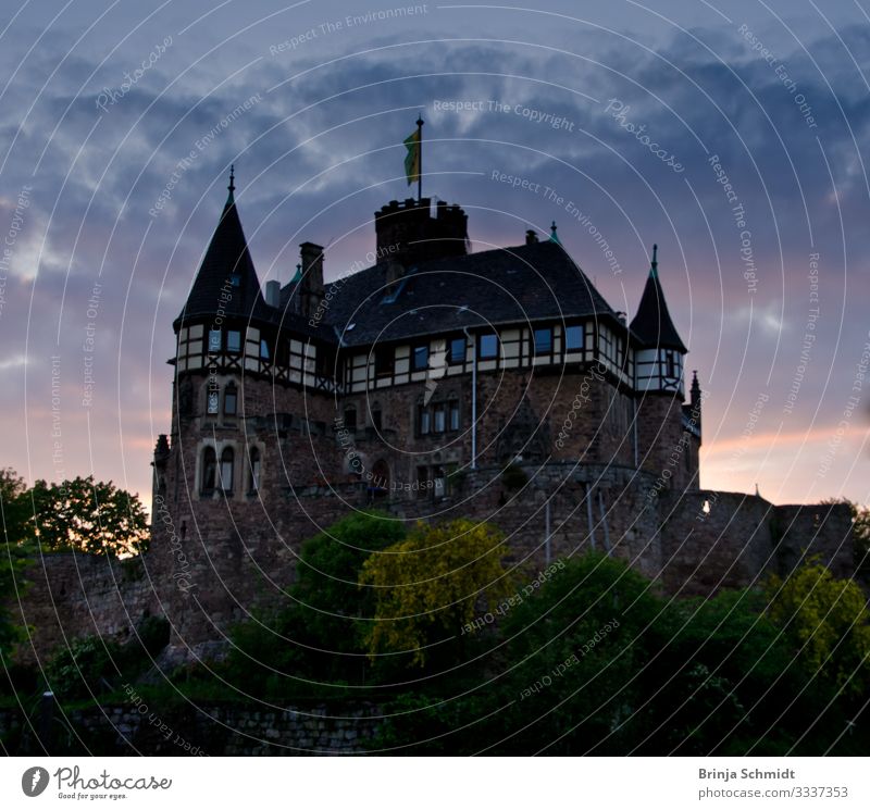 Schloss Berlepsch (Hessen) in der Dämmerung Landschaft Sonnenaufgang Sonnenuntergang Sommer Schönes Wetter Hügel Menschenleer Burg oder Schloss Park Gebäude