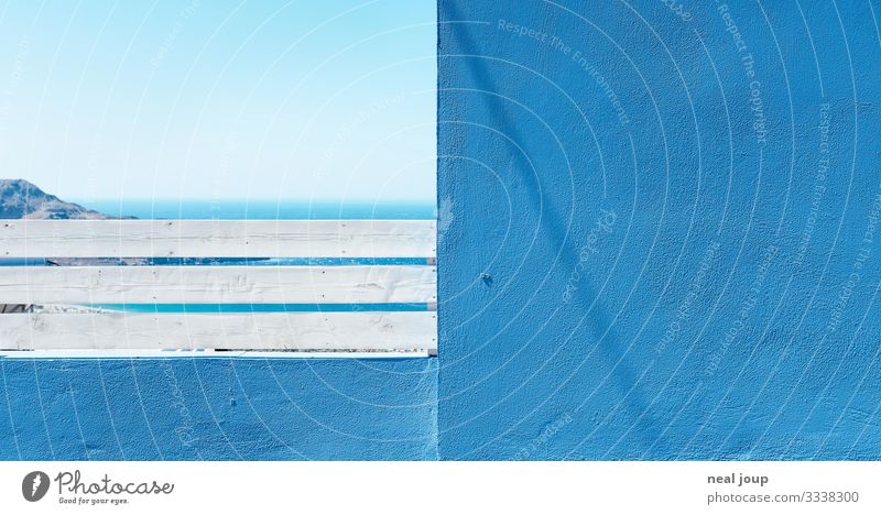 Summer tiles Ferien & Urlaub & Reisen Tourismus Wolkenloser Himmel Sommer Küste Meer Mittelmeer Mauer Wand Fassade Balkon ästhetisch maritim blau weiß Fernweh