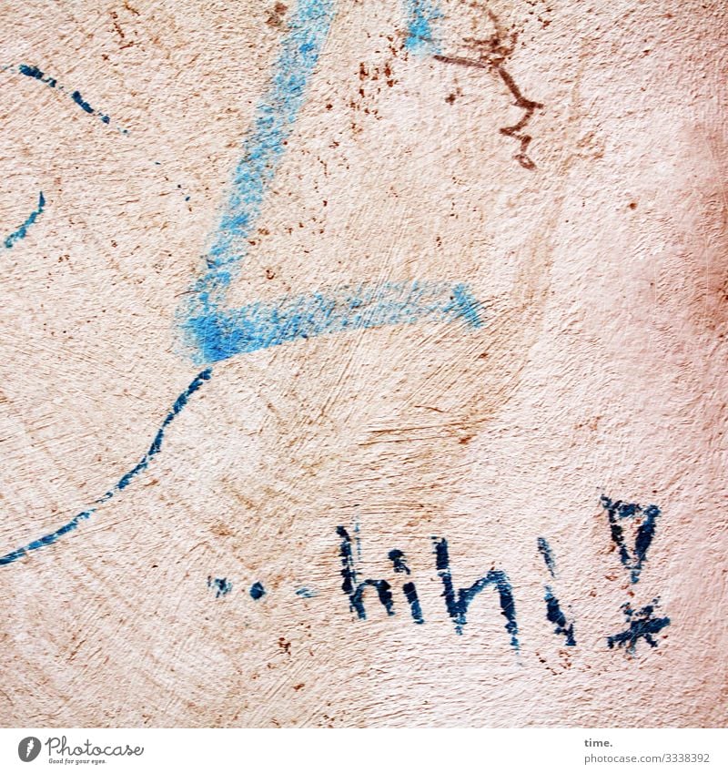 angeheitert | Geschriebenes Mauer Wand Putzfassade Stein Schriftzeichen Ornament Graffiti Linie Lächeln lachen Freundlichkeit Fröhlichkeit lustig Gefühle