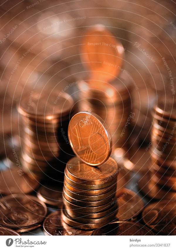 1-und 2 Eurocentmünzen Metall Schriftzeichen Ziffern & Zahlen Geld Cent Geldmünzen authentisch glänzend viele rot Endzeitstimmung Gesellschaft (Soziologie)