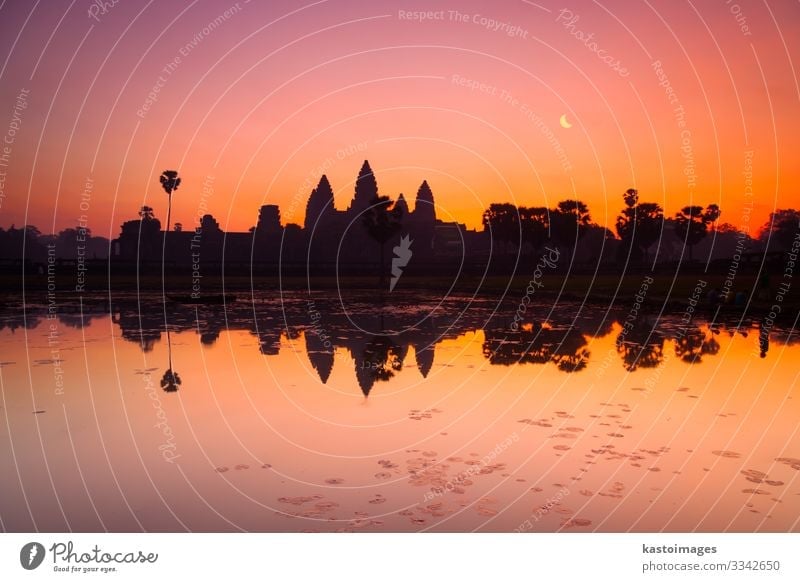 Angkor Wat, Siem Reap, Kambodscha, Asien Ferien & Urlaub & Reisen Tourismus Erde Himmel Wolken Baum Felsen Teich See Ruine Gebäude Architektur Fassade Denkmal