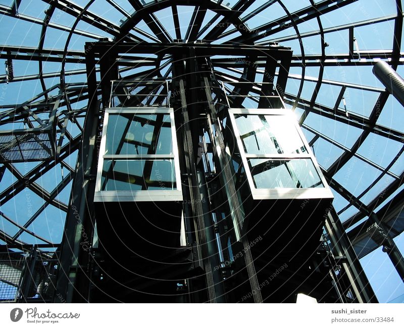 lift Fahrstuhl Sonnenlicht Elektrisches Gerät Technik & Technologie Glas Metall Himmel