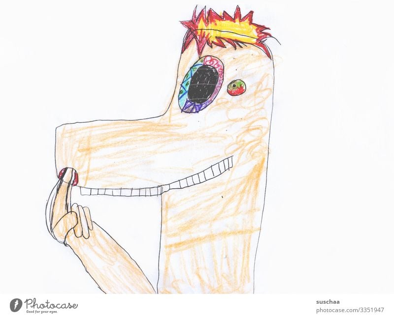 nasenpopler Zeichnung Bild Kunstwerk gemalt gezeichnet Kinderzeichnung lustig Figur nasepopeln Farbstift mehrfarbig große Nase Finger in der Nase Humor