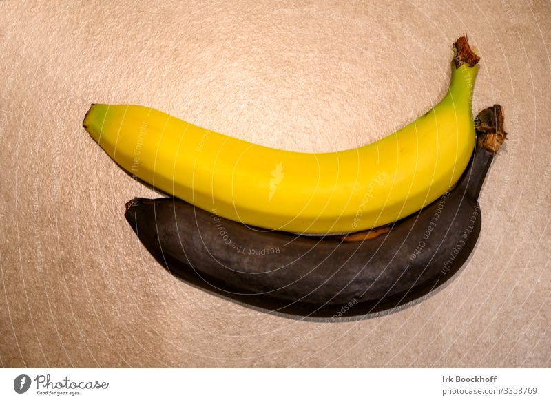 Frische und verdorbene Banane Lebensmittel Frucht Ernährung Gesunde Ernährung Diät Fitness exotisch lecker natürlich dünn gelb schwarz Appetit & Hunger genießen