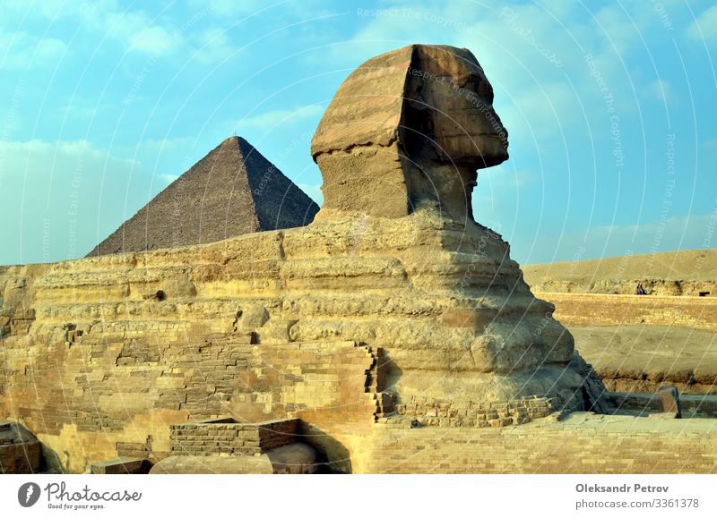 Sphinx sitzt seit Ewigkeiten in der Wüste und sieht aus wie ein Kamel Ferien & Urlaub & Reisen Tourismus Sand Himmel Architektur Denkmal Stein alt historisch