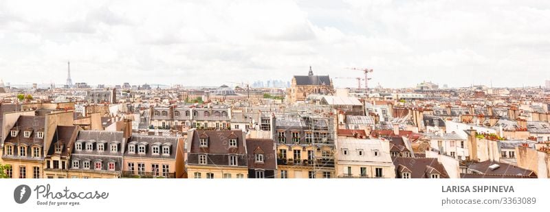 Panoramabild von Paris auf das Stadtzentrum, Paris, Frankreich Ferien & Urlaub & Reisen Sightseeing Haus Landschaft Himmel Horizont Frühling Skyline Turm