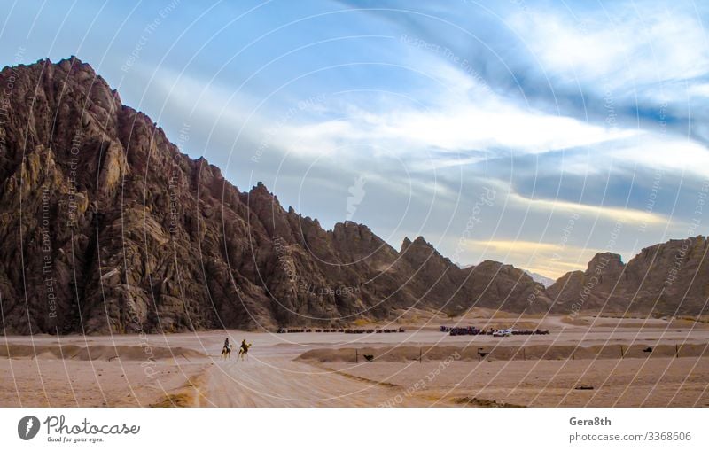 Berge in der Wüste Sharm El Sheikh Ägypten exotisch Ferien & Urlaub & Reisen Berge u. Gebirge Natur Landschaft Sand Himmel Wolken Horizont Felsen Stein blau