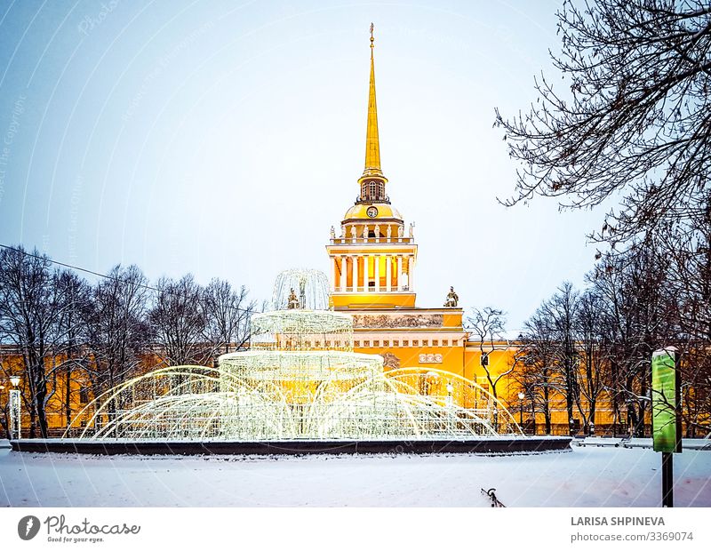 Admiralitätsgebäude Winter, Sankt Petersburg, Russland schön Ferien & Urlaub & Reisen Tourismus Schnee Kultur Landschaft Himmel Baum Palast Gebäude Architektur