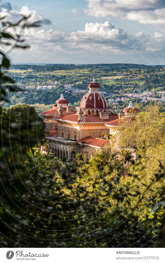 Panorama mit dem Palast Monserrate in der Region Sintra elegant Ferien & Urlaub & Reisen Tourismus Sommer Architektur Umwelt Landschaft Pflanze Himmel Wolken