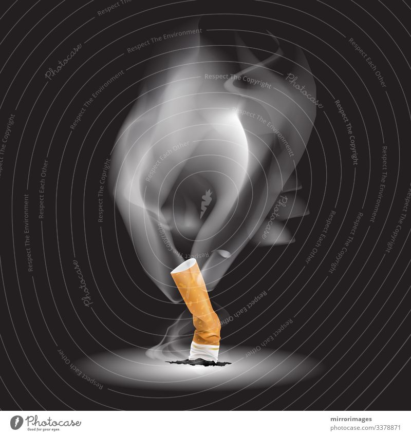 der Rauch der brennenden Dämpfe beim Ausdrücken einer Zigarette Lifestyle Körperpflege Haut Gesundheit Rauchen Rauschmittel Wellness Erwachsenenbildung Leben