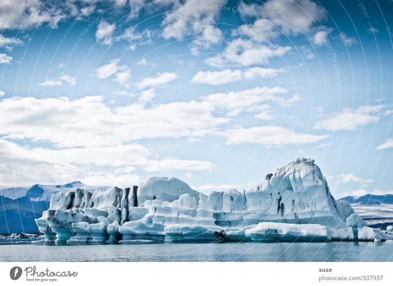 Iceland Ferien & Urlaub & Reisen Meer Winter Umwelt Natur Landschaft Urelemente Wasser Himmel Wolken Horizont Klima Klimawandel Eis Frost Gletscher