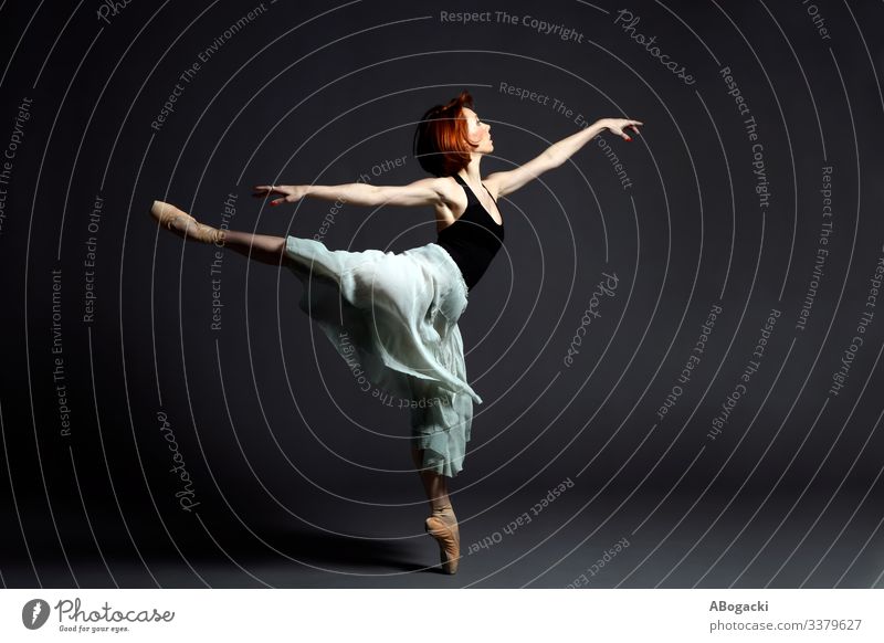 Balletttänzerin mit klassischem Rock in ausdrucksstarker Tanzpose Aktion Erwachsener Kunst Künstler künstlerisch Gleichgewicht Ballerina Tanzen Tänzer dynamisch